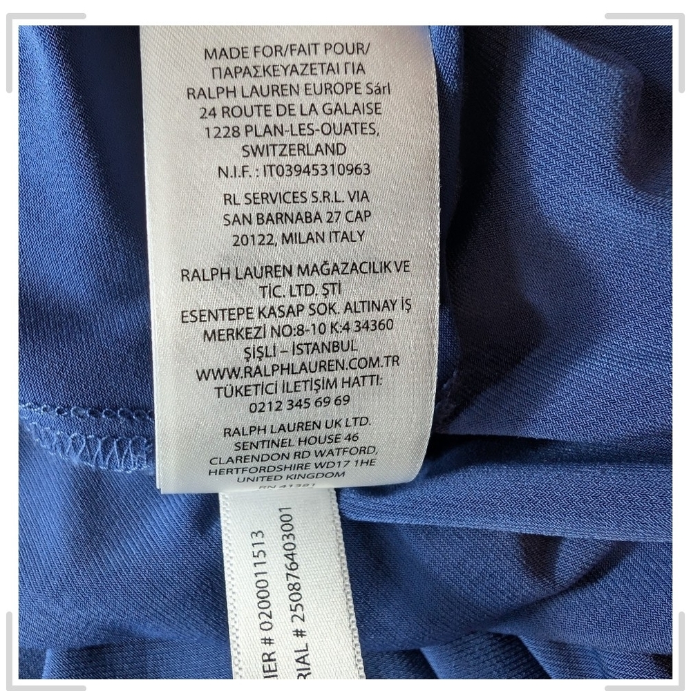 Pre-owned Lauren Ralph Lauren Three quarter Sleeve Jersey Dress Blue Indigo - Picture 9 of 9